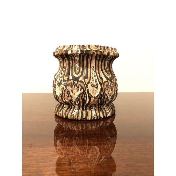 Vintage NEW ZEALAND MAMUKA NATURAL PONGA WOOD TREE FERN ART VASE - Picture 10 of 15